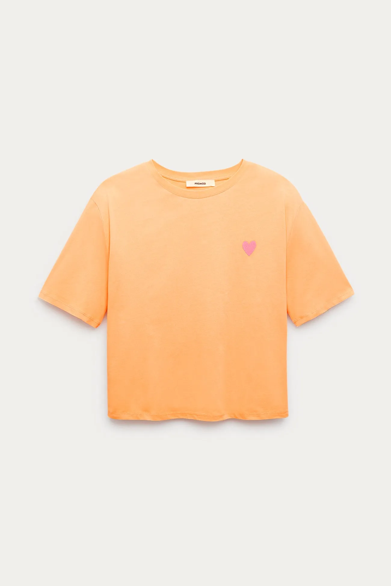 T-shirt cœur brodé Femme - Orange