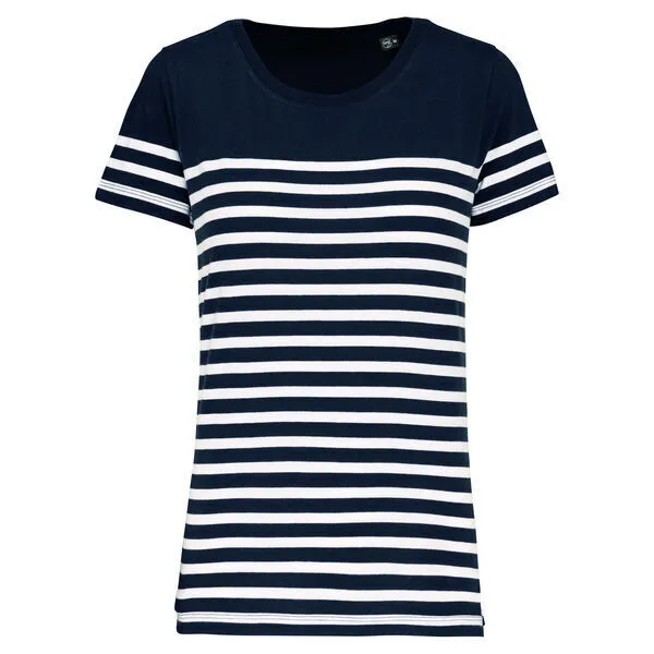 T-shirt femme Marinière bio K3034 NAVY/WHITE STRIPES