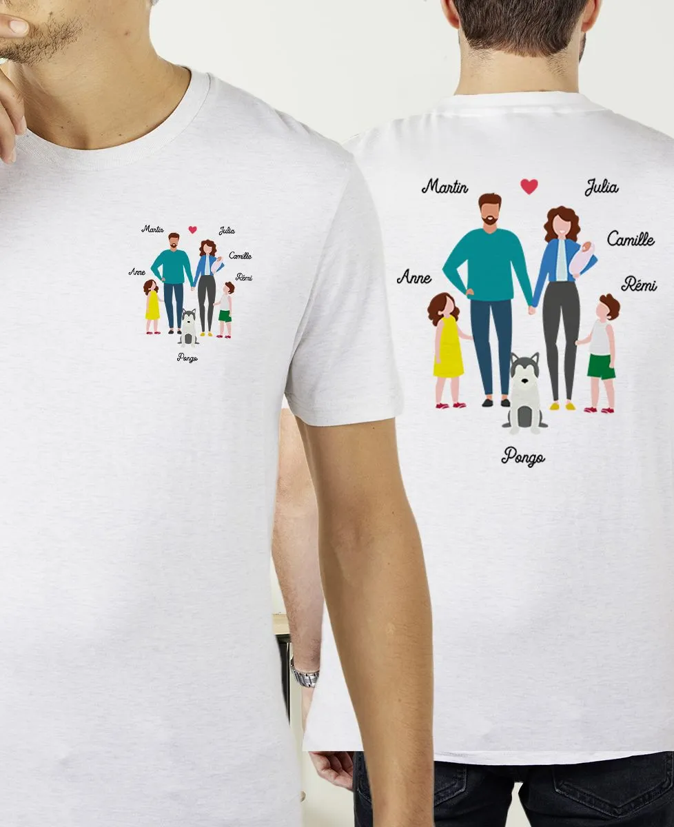 T-Shirt homme Famille personnalisée backprint