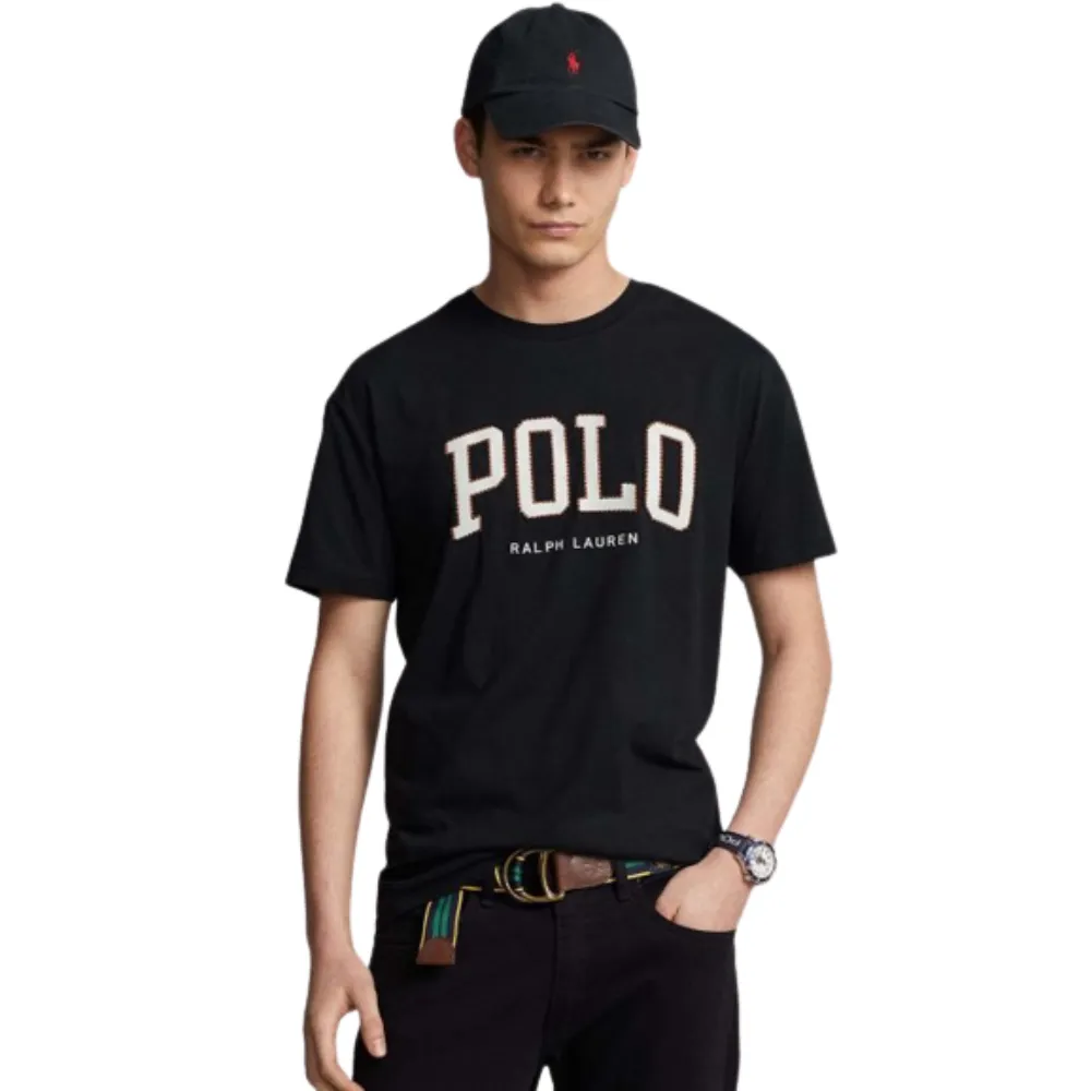 t-shirt logo ralph lauren black - Sport Aventure