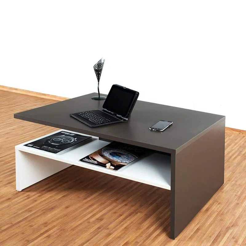 Table basse bicolore deux niveaux