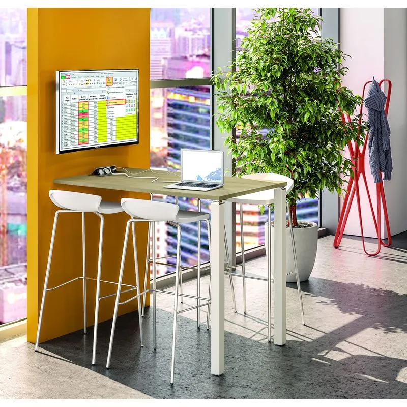 Table Lounge 2 Pieds - L140xH105xP80 cm - Pieds alu - plateau blanc perle