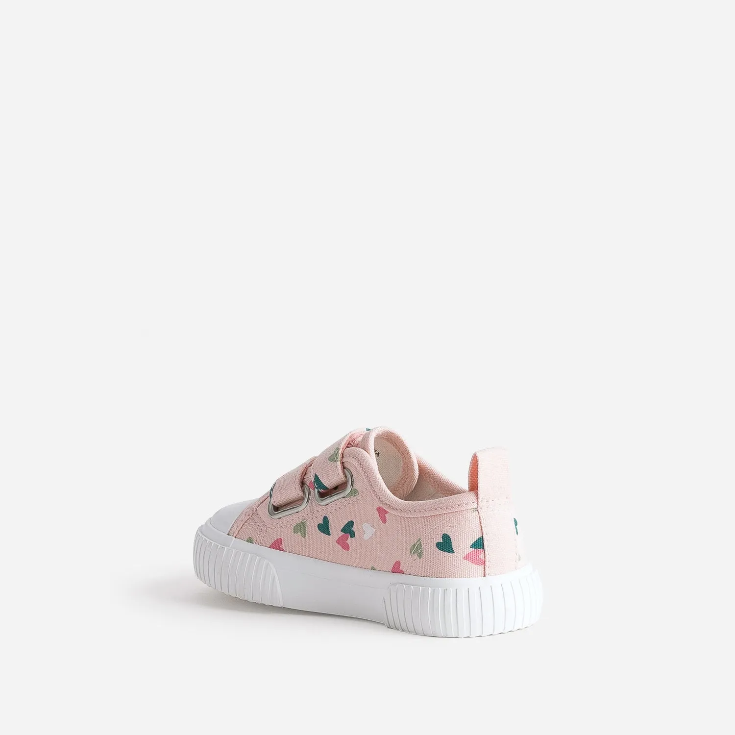 Tennis BUGGY rose toile imprimée cœurs - Baskets Enfant | ERAM