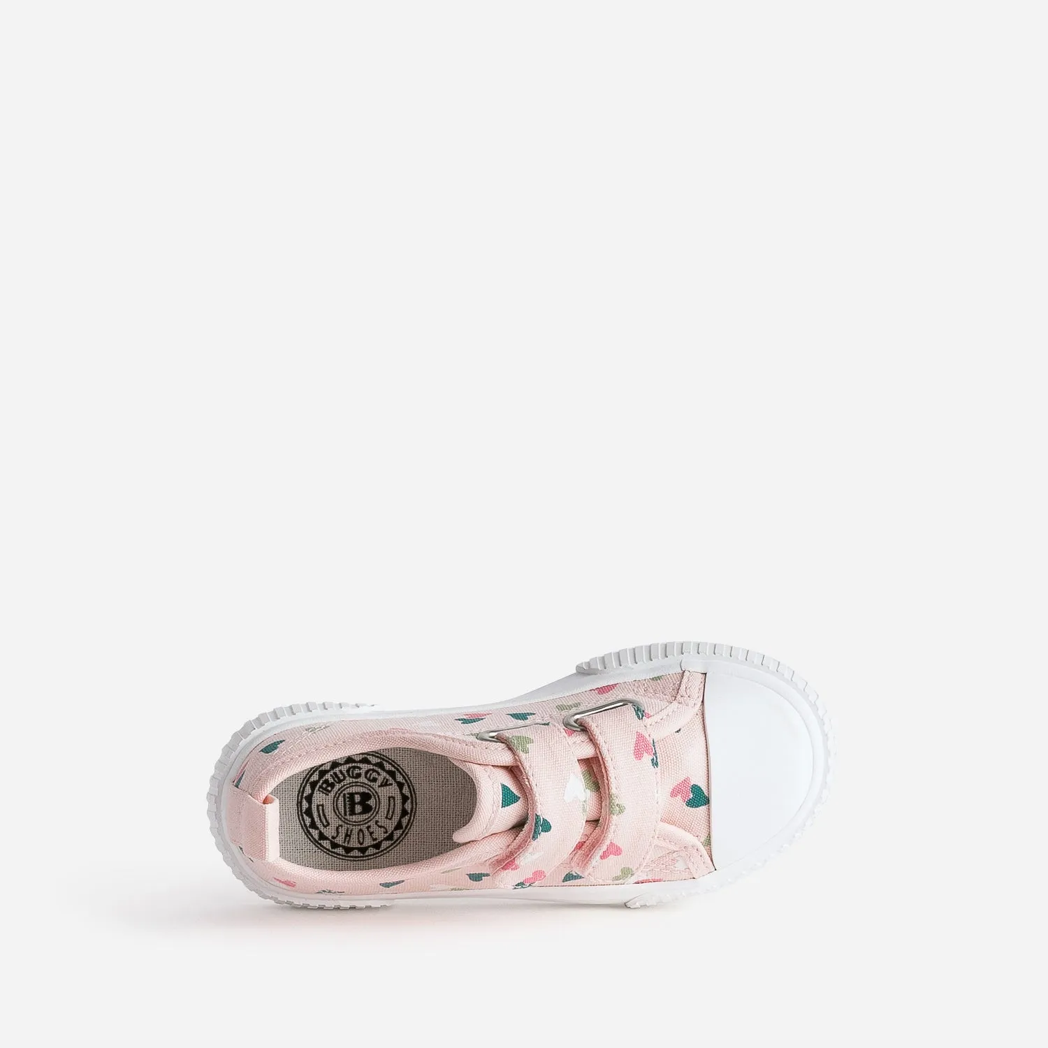 Tennis BUGGY rose toile imprimée cœurs - Baskets Enfant | ERAM