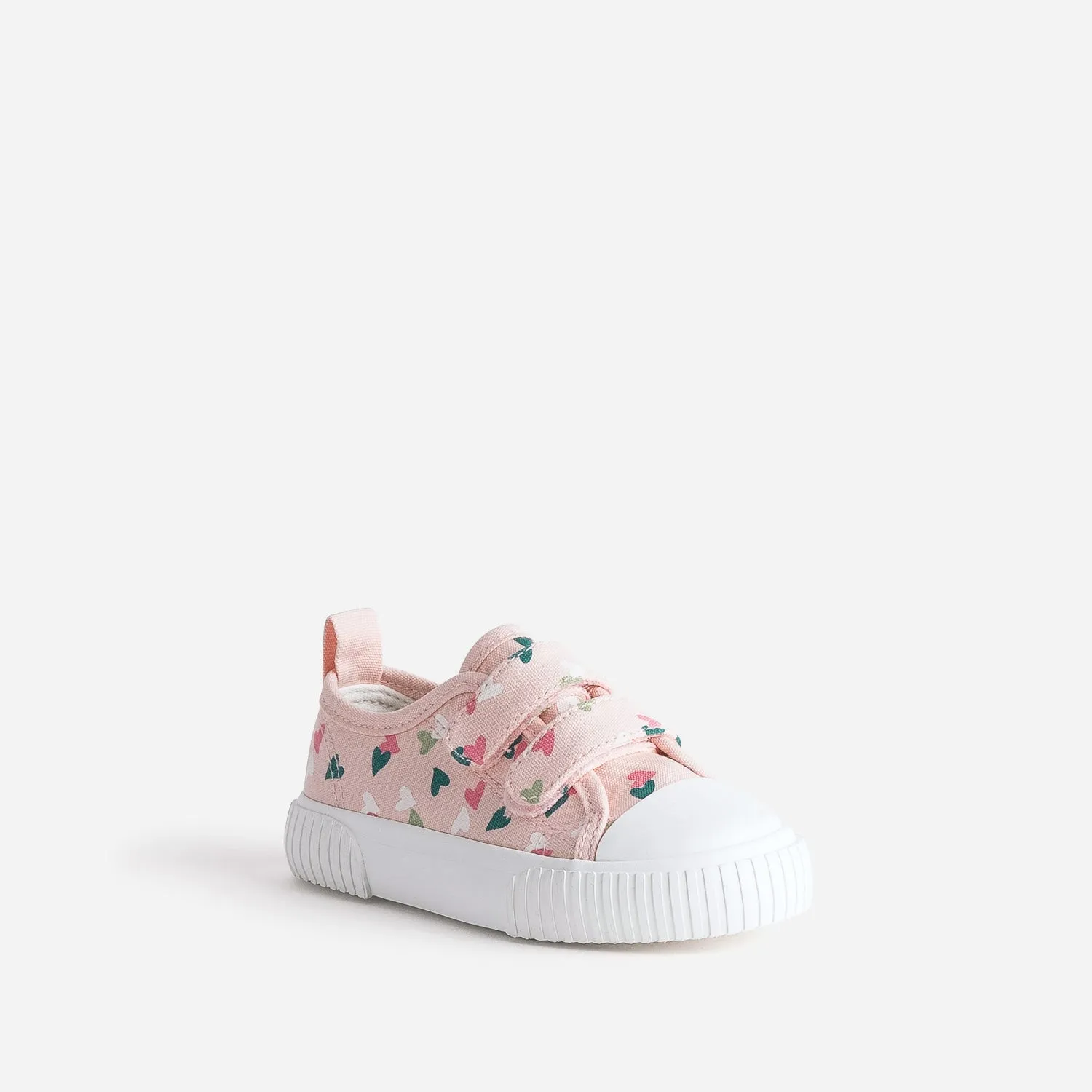 Tennis BUGGY rose toile imprimée cœurs - Baskets Enfant | ERAM