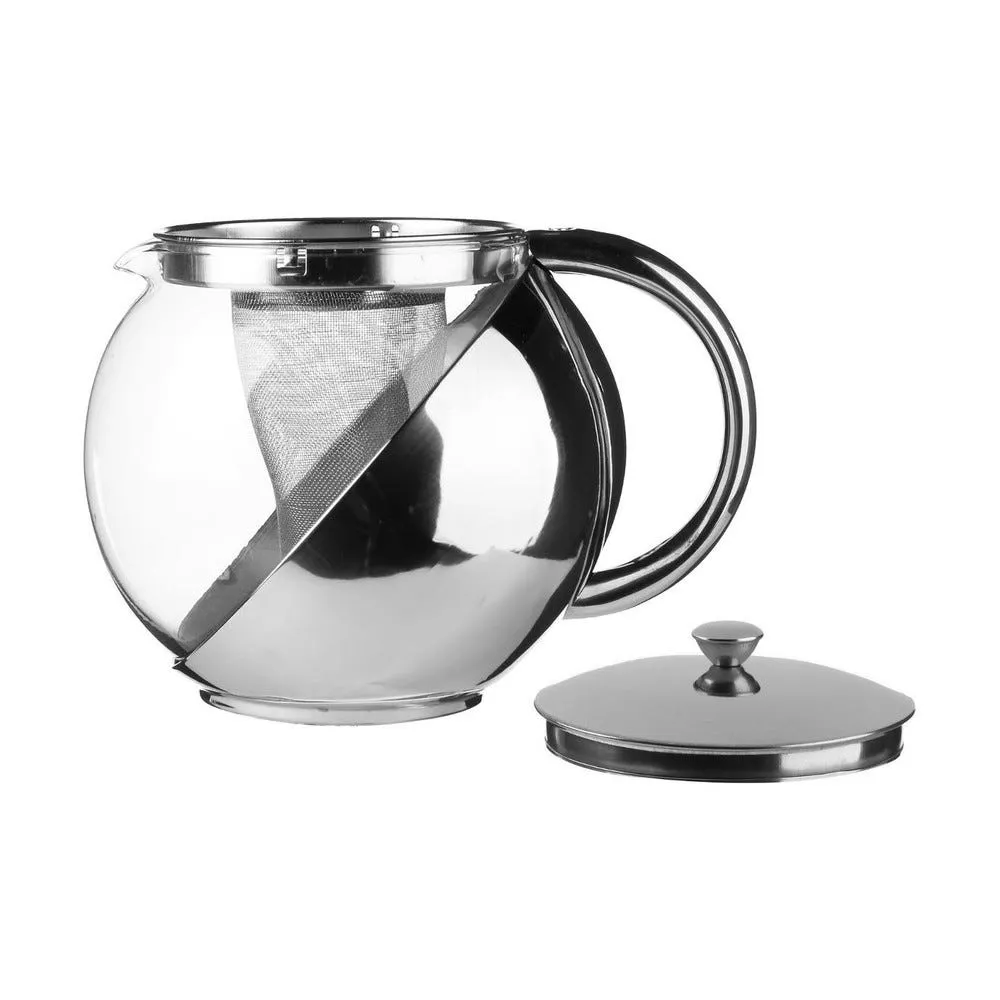 Théière en inox et verre avec filtre 1,1 l