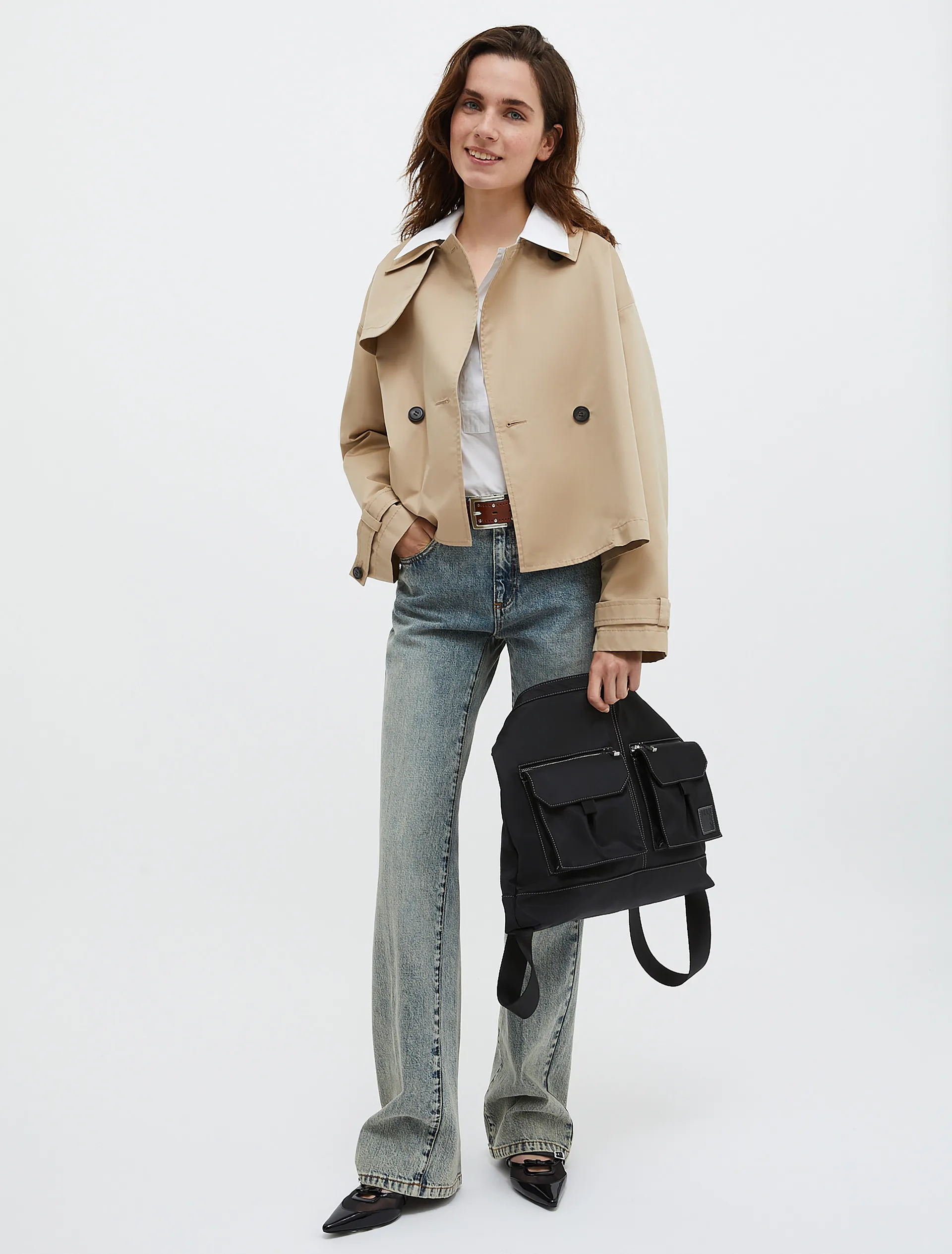 Trench-coat raccourci en gabardine